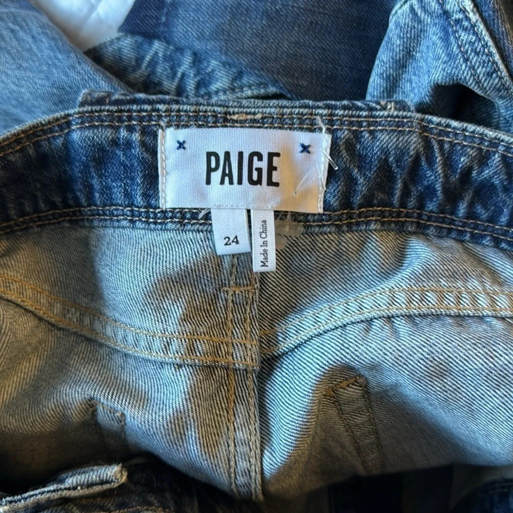 Anthropologie PAIGE Sierra High Rise Denim Overalls Distressed